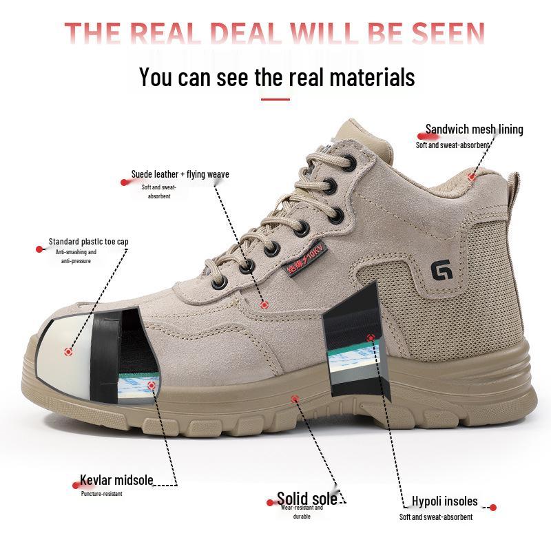 Men's Euro Standard Steel Toe Safety Shoes - Anti-Smash, Anti-Puncture, 10KV Insulated Construction Footwear