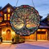 1pc Acrylic Creative Life Tree Ornament Double Sided Painted Wall Glass Window Decoration Hanging Round Design Pendant Gifts