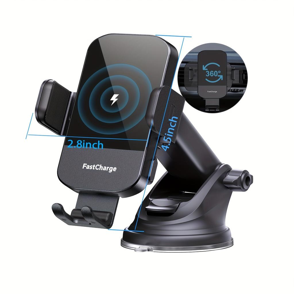 Držák mobilního telefonu do auta 15W bezdrátová nabíječka do auta Tříosé propojení Automatické indukční upínání Kovová svorka