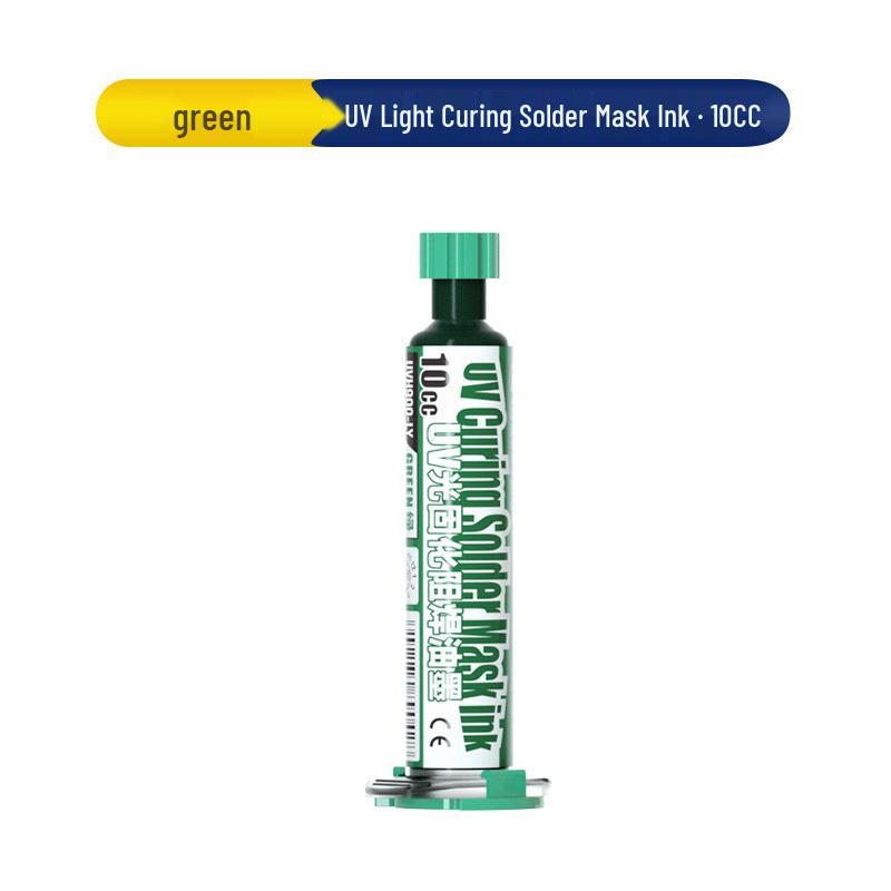 

Repairman UV Photosensitive Curing Syringe Solder Mask Ink for PCB Circuit Boards - Green, Red, Yellow, Blue, Black, White