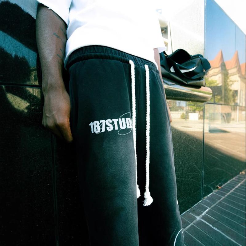 European and American Autumn and Winter Hip-hop Street Y2K Elastic Tied Rope Printed Casual Long Sweatpants