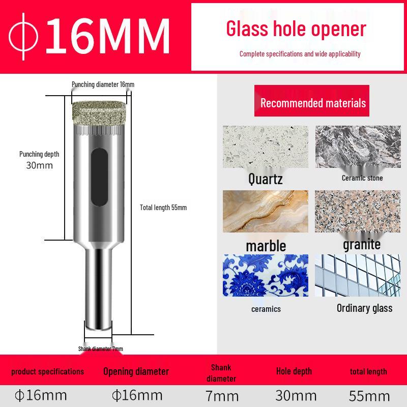 Emery Glass & Tile Drill Bit, 3-200mm Rotary Hole Saw for Marble