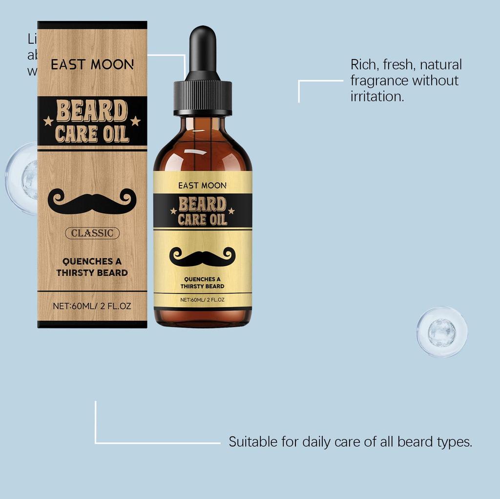 EAST MOON Men's Beard Oil - Refreshing, Light, and Comfortable Daily Care