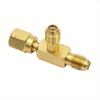 1Pc T Type Adapter With Rotary Connector 1/4 SAE External Thread Accessories New Pump Solid Brass Refrigeration Service Valves