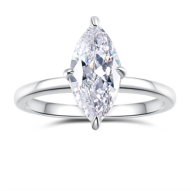 

Marquise Olive Moissanite 2 Carat Ring in 18K Gold & S925 Silver for Women Size 5 US