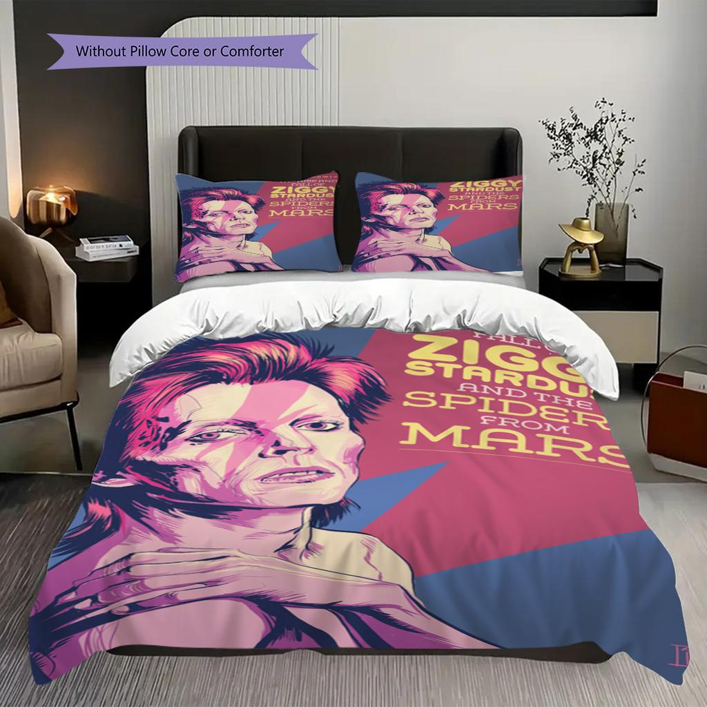 David Bowie Legendary Icon Threepiece Set 1 Duvet Cover 2 Pillowcase Without Core Bedding Set Soft And Comfortable Christmas Birthday Gift