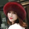 Women's Warm Hats Fox Fur Hats Keep Warm Hats Mink Fur Hats Thick Berets All-matched Solid Long Plush Beanies Caps Outdoor Casual Dome Beret Top Hat