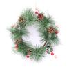 Artificial Xmas Wreath with Pine Needles Pine Cones Candle Rings Wreath for Winter Wall Outdoor Home Holiday Decor