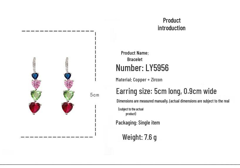 Luxury Zircon Heart Tassel Earrings: High-End European and American Design for Summer