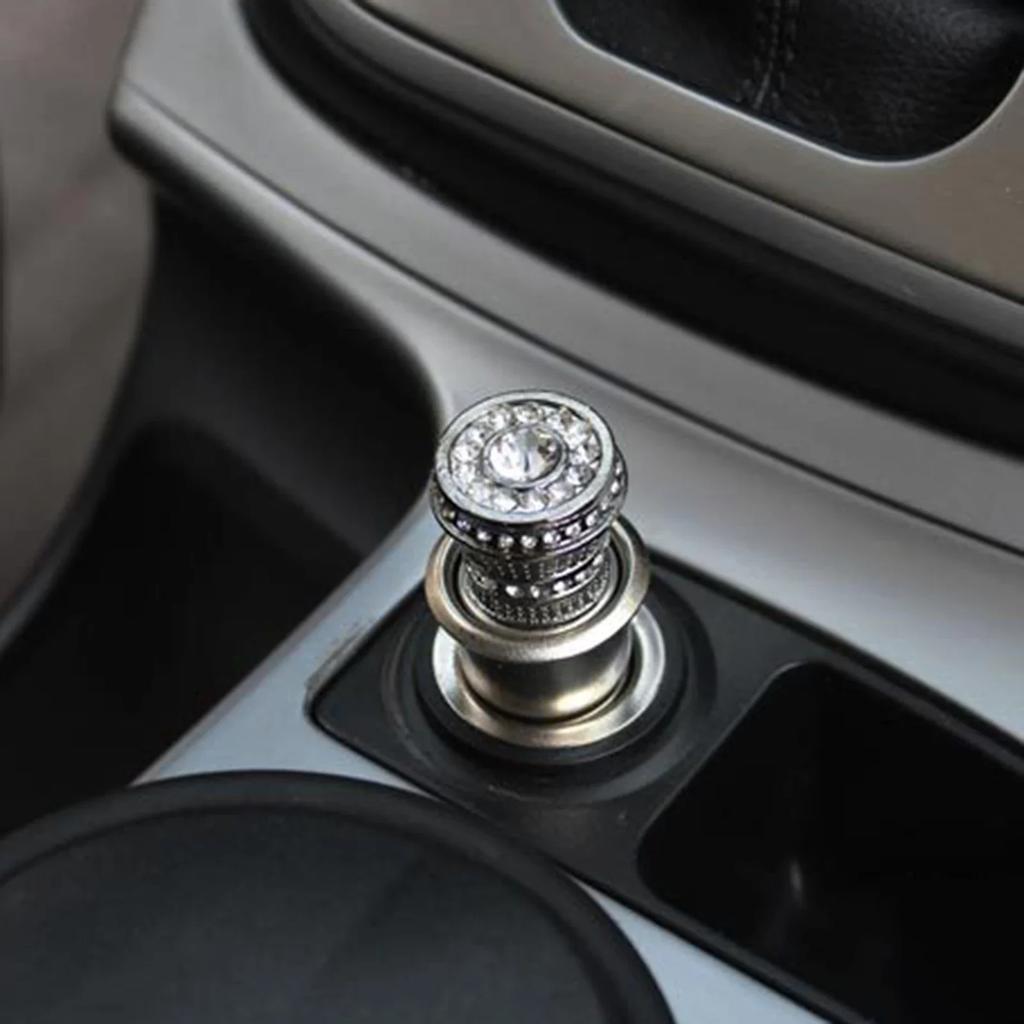 Stylish Bling-Car Power Plug Socket Plug Outlet Power 20mm Universal Faux Crystal Cigarette- Lighter Heater Sparkling Auto Decor