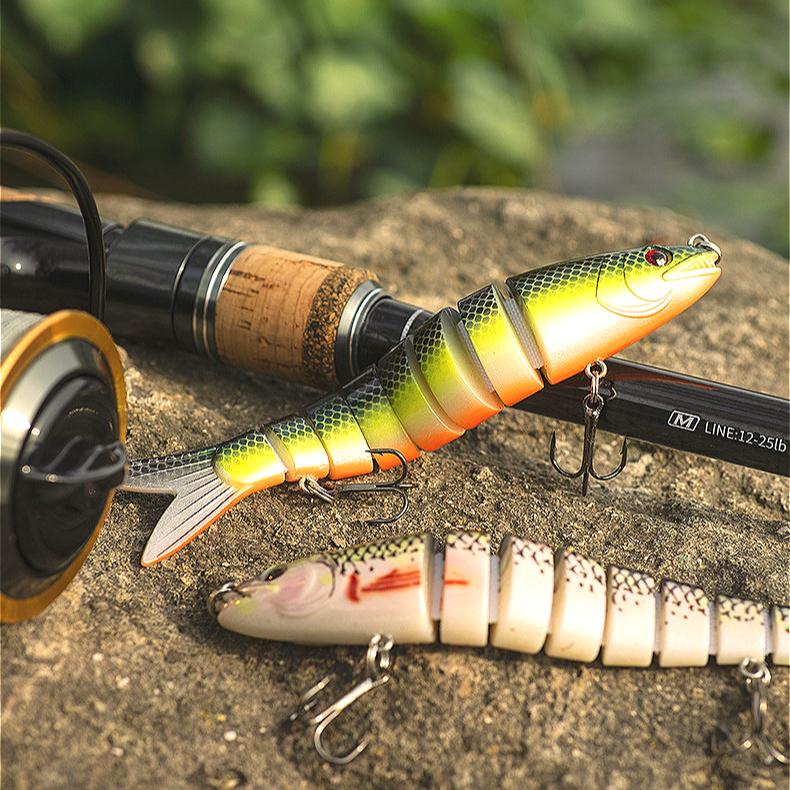 3 Pcs Realistic Swimming Bait Multi Joint Fish Lure Bait for Freshwater Saltwater Fish with 2 Treble Hooks