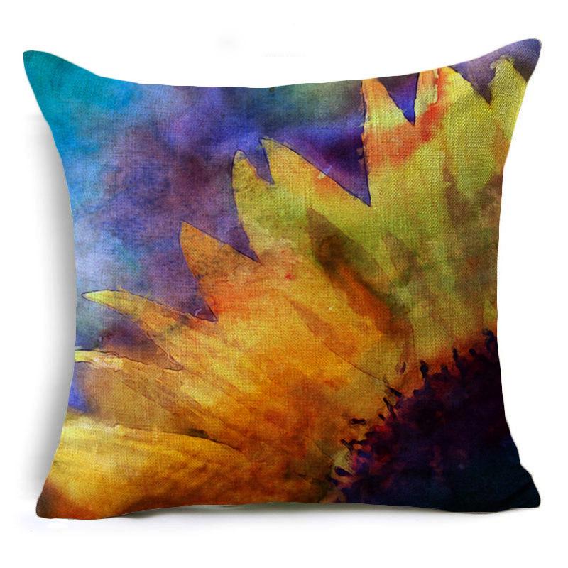 New Sunflower Flower Series Linen Pillowcase Car Home Cushion Pillowcase