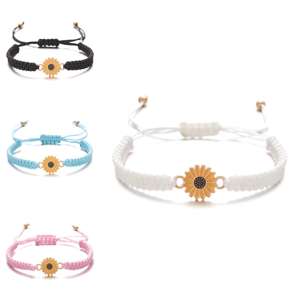Handmade Sunflower Friendship Bracelet With Floral Design For Women And Couples