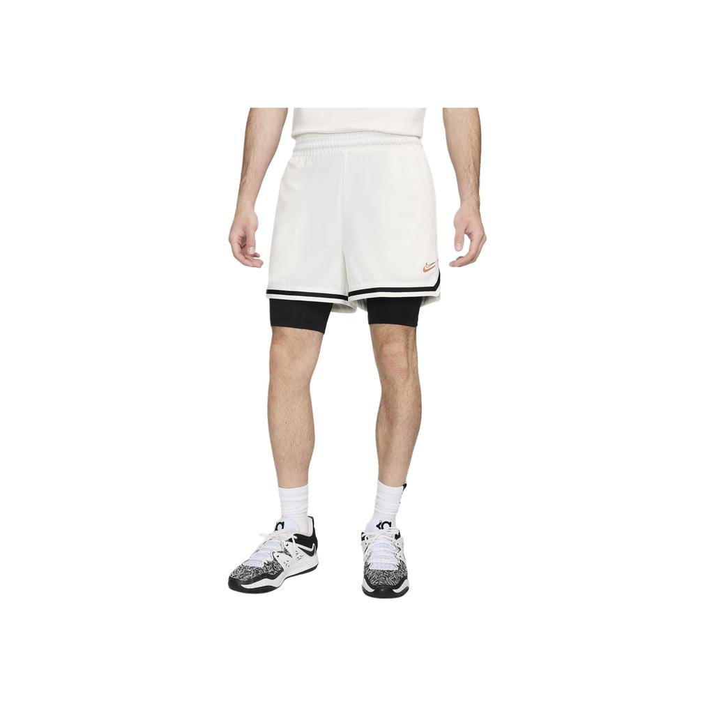 Nike Color Block Elastic Breathable 2-In-1 Casual Basketball Pants Men Bottoms White FN8097-133