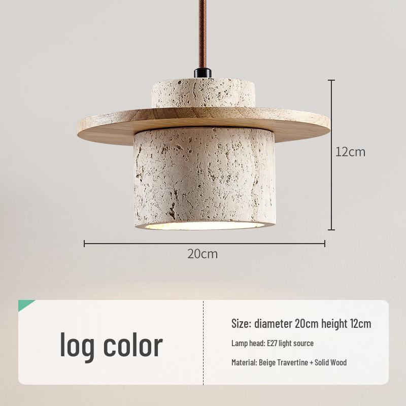 Yellow Travertine Wabi-Sabi Style Pendant Light for Bedroom, Restaurant, or Bar Original LED Light Source (Warm Light)