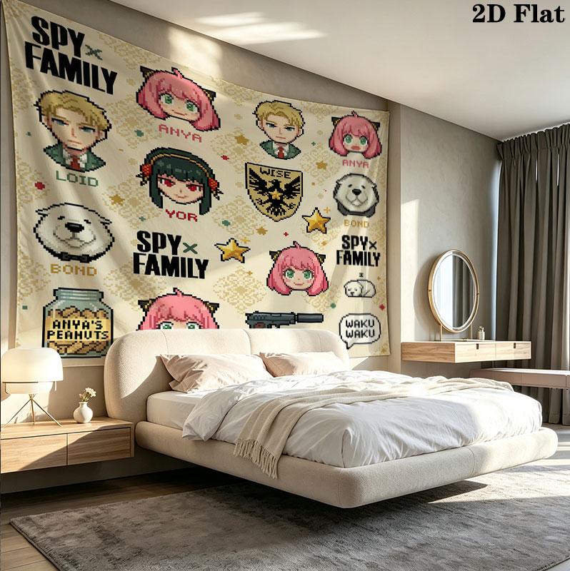 Spy Family Wall Tapestry Aesthetic Wall Hanging Printed Fabric Blanket Decorative Tapestries For Bedroom Living Room Home Decor