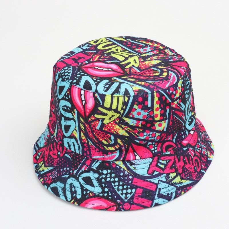 Retro Print Bucket Hat With Sun Protection For Outdoor Activities
