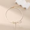 Fashion Handmade White Pearl Bowknot Pendant Necklace for Women Elegant Bow Beads Chain Choker Aesthetic Jewelry Gift