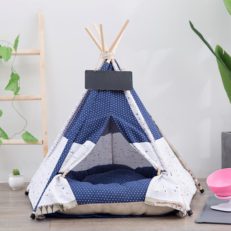 

Палатка для домашних животных Teddy VIP для маленьких и средних собак, домик для кошек, тканевый деревянный домик для домашних животных S (40 × 40 × 50cm)