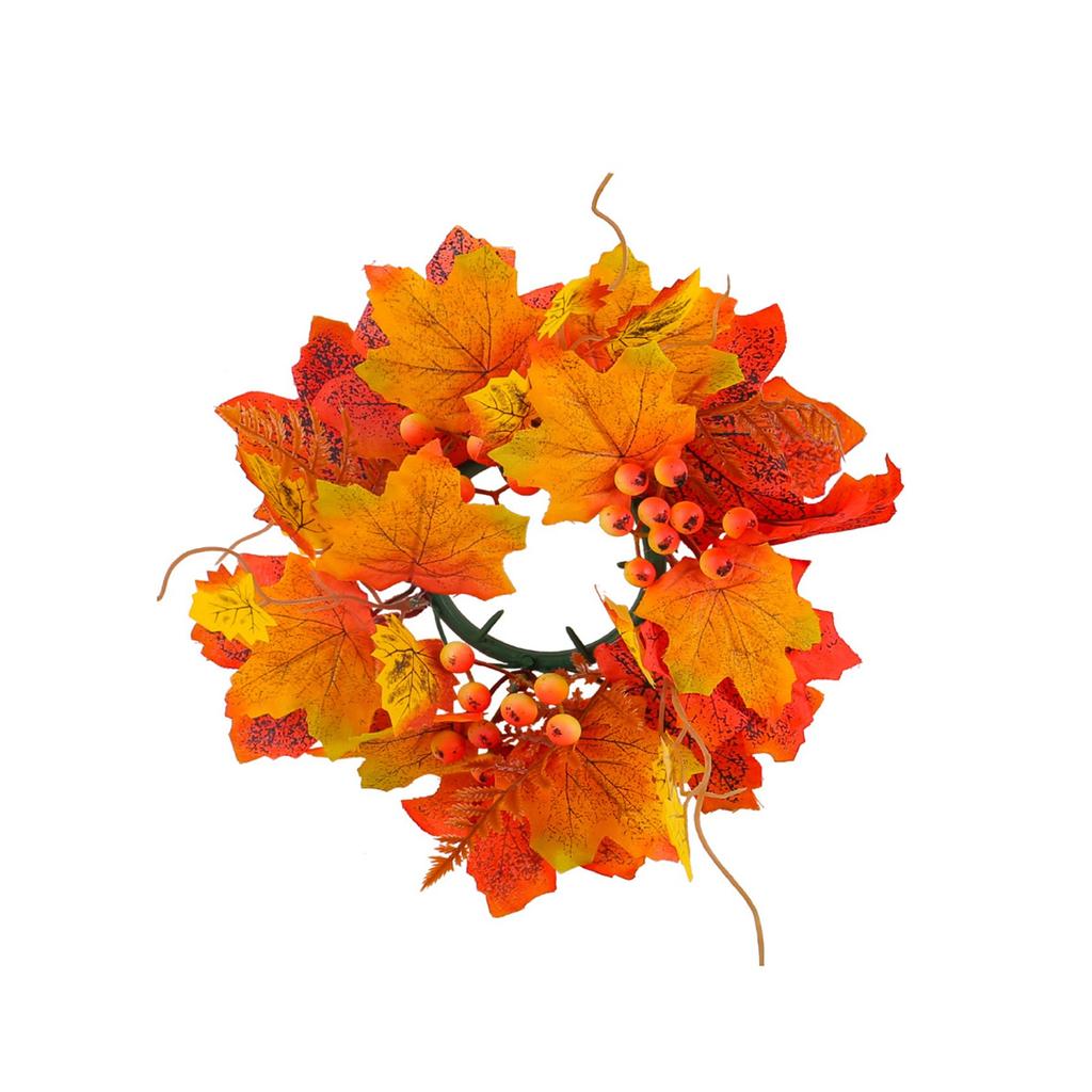 Halloween Candle Wreath, Maple Leaf Rose Candle Holder Decoration Ring, Desktop Decoration Party Supplies Ornaments
