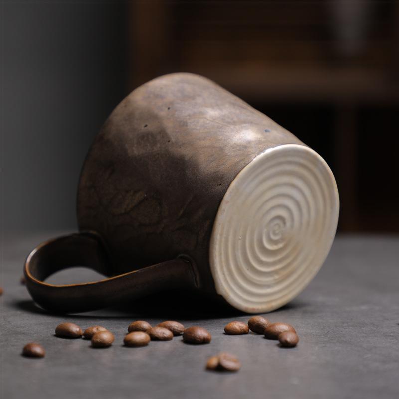 Retro Ceramic Large-Capacity Water Cup Coarse Pottery Afternoon Tea Coffee Cup Home Silent Wind Breakfast Cup