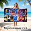 Music Guitar Theme Beach Towel Personalized Custom Name & Text Soft Quick Dry Beach Towel for Swimming Travel