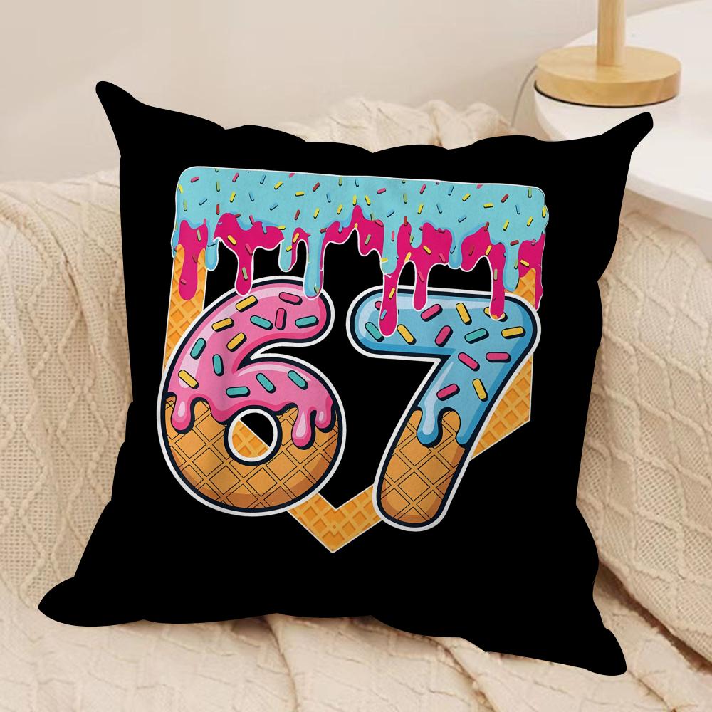 six seven Cushion Cover Soft Plush Fabric DoubleSided Printed Cushion Covers for All Seasons Modern HomeDecor Gift