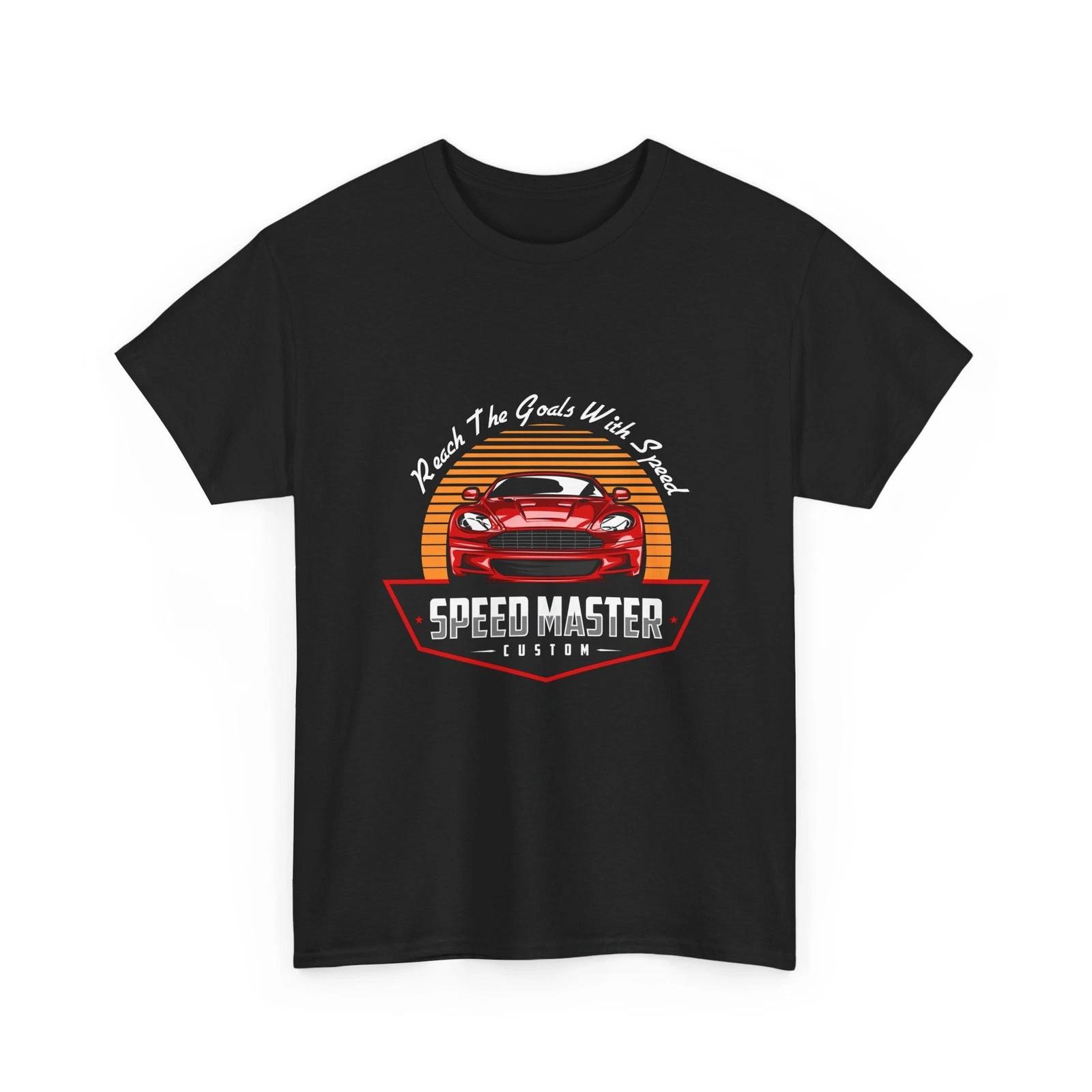 Speed Master Racing Car T-Shirt | Retro Sunset, Sports Car Logo, Cool Gift Tee 4XL