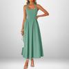 Polyester Sleeveless Backless Dress With Ties For Casual Spring Office Wear