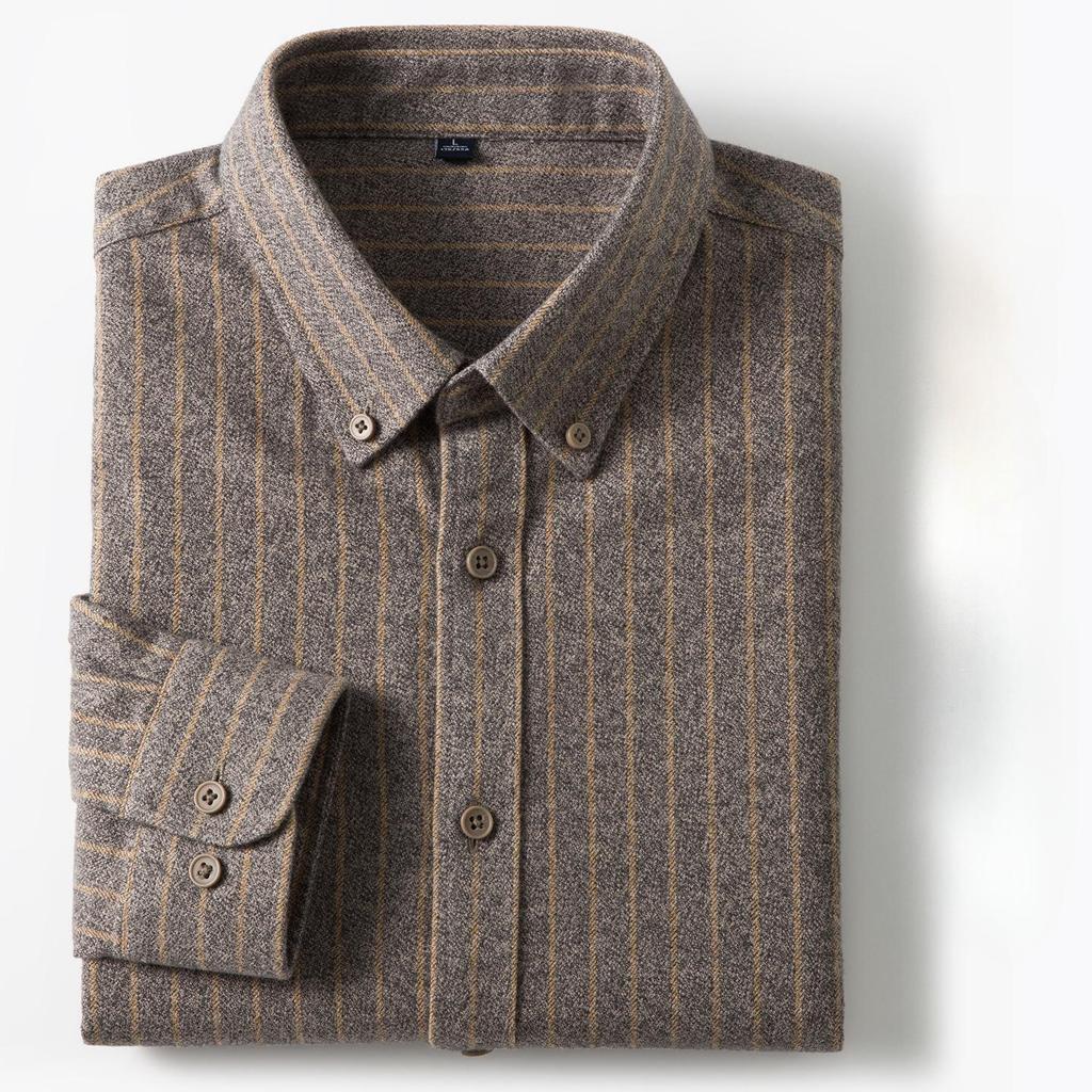 New In Shirt Plaid 100%cotton Brushed Long Sleeve Shirts for Men Slim Fit Casual Tops Hight Quality Designer Vintage Clothes