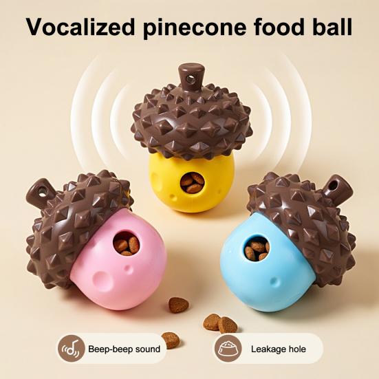 Dog Treat Dispenser Toy Squeaky Interactive Dog Chew Toy Dog Puzzle Toy for Puppy Teething Brain Training Teeth Cleaning