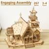 DIY Villa 3D Wooden Model Kit with Light Castle Puzzles Assembly Toy Kid Adult DIY Model Kits Desk Decoration for Gift