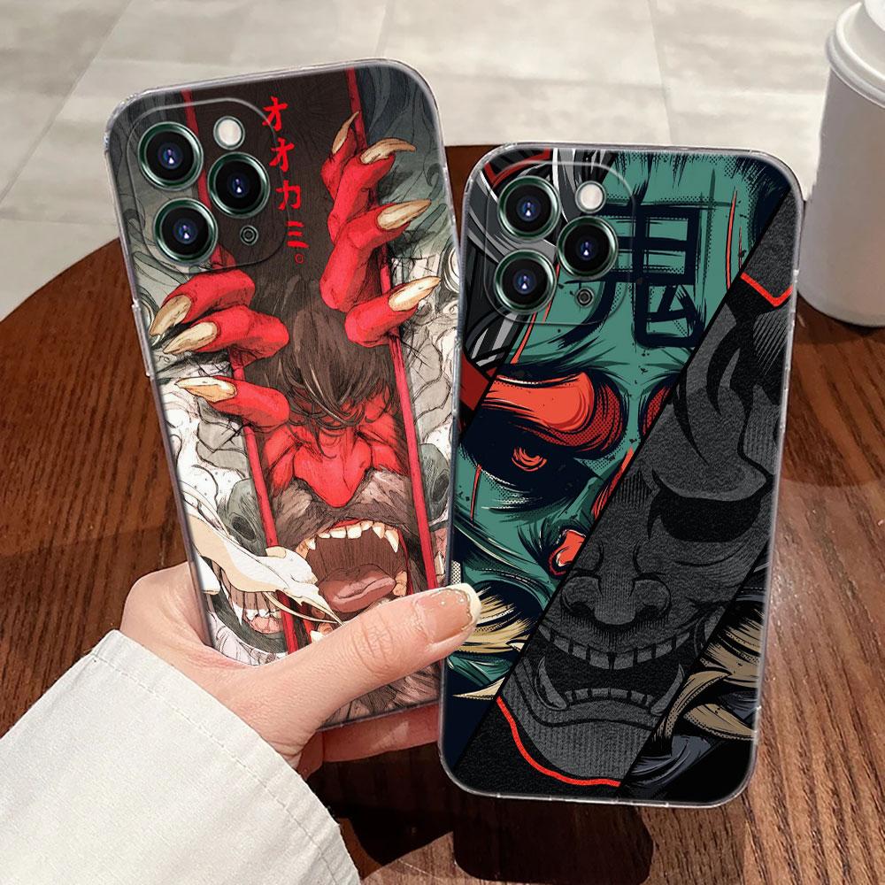 Samurai Ghost Hannya Ukiyo-E Mask Tattoo Case For Apple iPhone 17 16 15 14 13 12 11 Pro Max 16 Plus 16E 17Air 17Pro Phone Covers