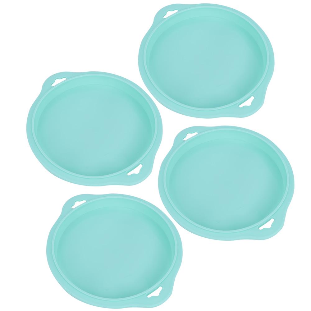 

4PCS Silicone Layered Cake Mold Round Shape Bread Mold Cake Tray Mould Nonstick Baking Tools зелёный