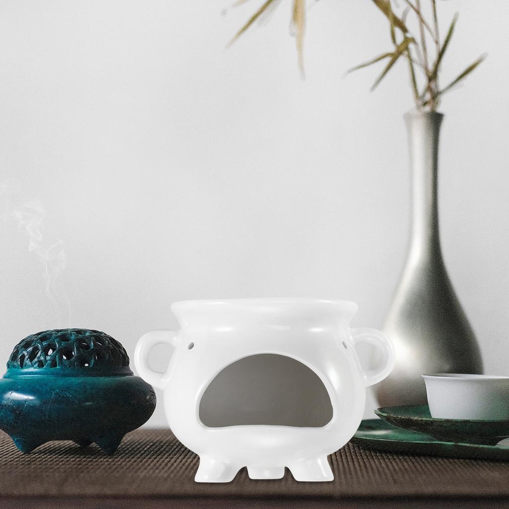 Ceramic Aromatherapy Burner for Essential Oils and Tea Light Candles Elegant Home Office Decorative Oil Warmer Desktop Aroma
