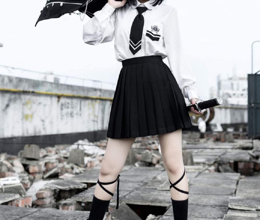 ONE Uniform Cosplay Dlouhý rukáv Silný kabát Bílá Halenka Sukně Kravata Gotická Lolita Cosplay Costume Layer Minisukně Černá Vojenská Uniforma Lolita plisovaná