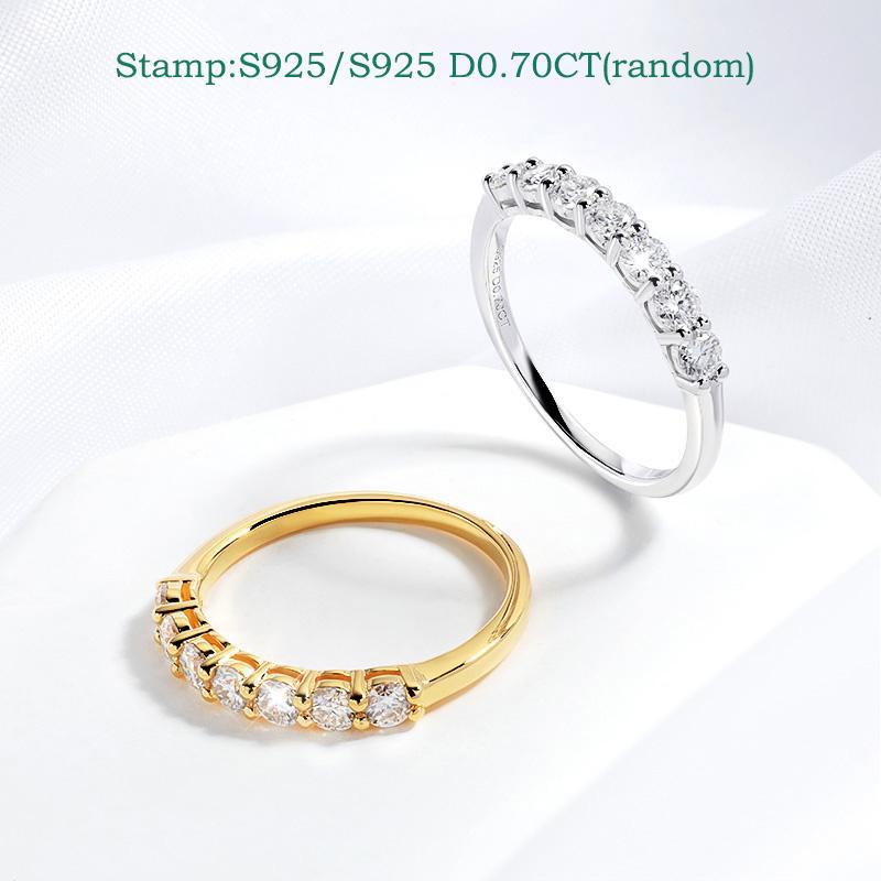 Smyoue 0.7CT 3mm Edelstein Moissanit Ringe für Damen S925 Silber Passender Hochzeit Diamanten Band Stapelring Weißgold Geschenk