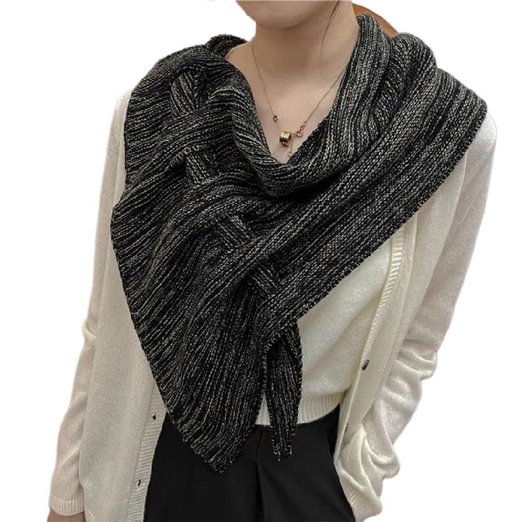 

for Triangle Scarfs For Women Solid Color Thick Cable Knit Wrap Chunky Warm