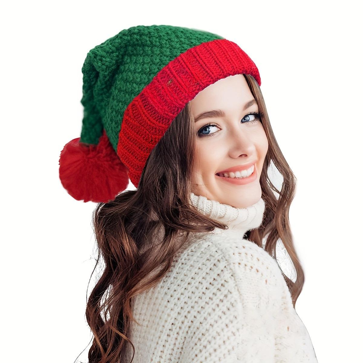 

Рождественская шапка Контрастный помпон Вечеринка Кепка Подходит для рождественских вечеринок Мероприятия Вязаные шапки Санты, Праздничный головной убор, Рождественская шапка для вечеринки