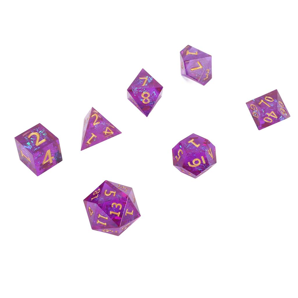 7pcs Purple Polyhedral Dice Set Holiday Party Resin Exquisite Role Playing Game Dice Props for Board Game
