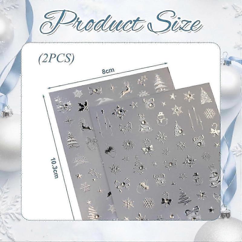 Christmas Nail Stickers, 2pcs 5D Nail Art Stickers, Nail Charms, Nail Stickers, Nail Stickers, Self-Adhesive, Charms Nails, Nail Design, Christmas Gif