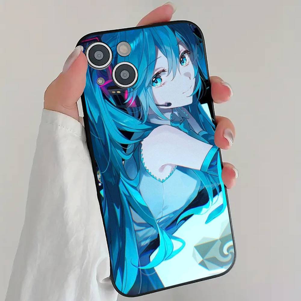 Virtual Singer H-Hatsune M-Miku Phone Case Cool Black Silicone Soft For IPhone 16 15 14 13 12 11 X XR Plus Pro Max Plus