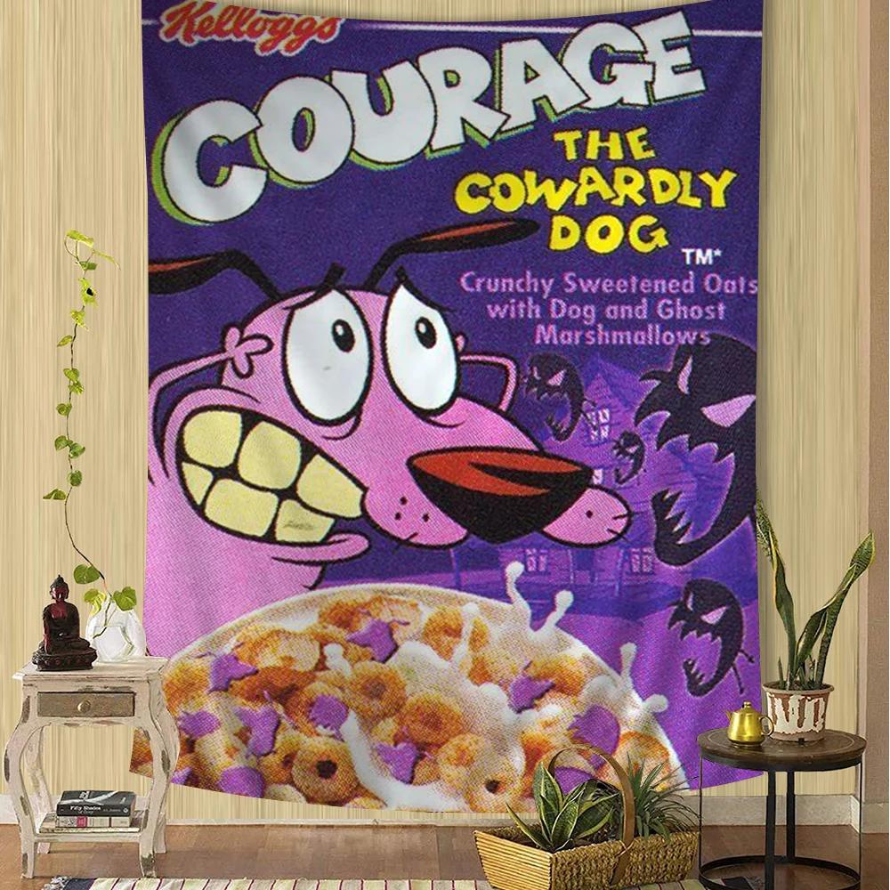 Courage The C-Cowardly D-Dog Colorful Tapestry Wall Hanging Cheap Hippie Bohemian Wall Tapestries Mandala Wall Hanging Sheets