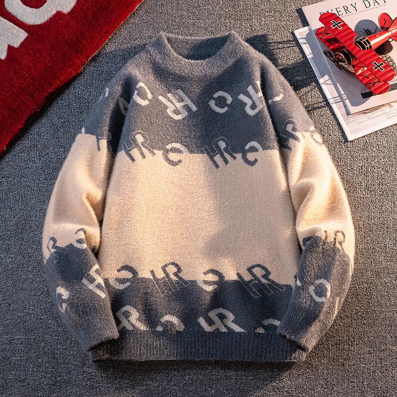 Southeast Asia Autumn/Winter 2025 Faux Mink Velvet Round Neck Sweater for Men - Hot Seller