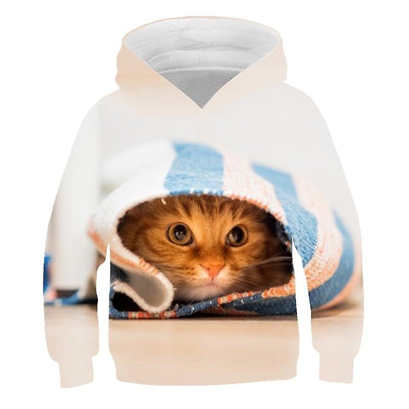 Girls' 3D Animal Cat Hoodie Long Sleeve 3D Print Fall Winter Cute Adorable Kids 3-13 Years Outdoor Daily Regular Fit