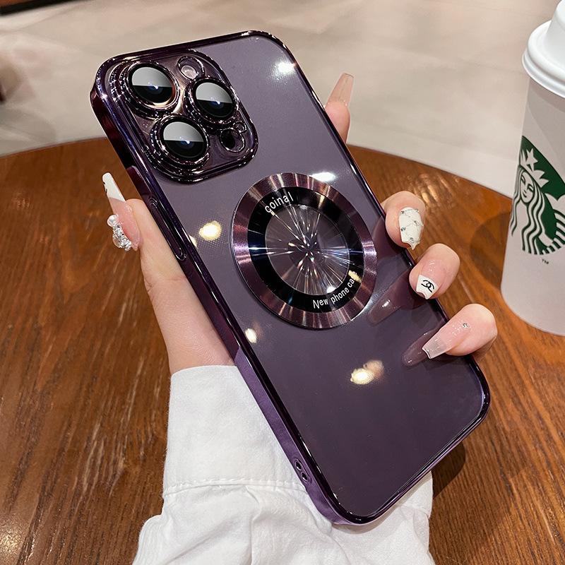 Magnetic Suction Suitable for Apple 16pro Max Mobile Phone Case 15 Lens Film 12 Transparent Hard Case IPhone 13P Simple Men