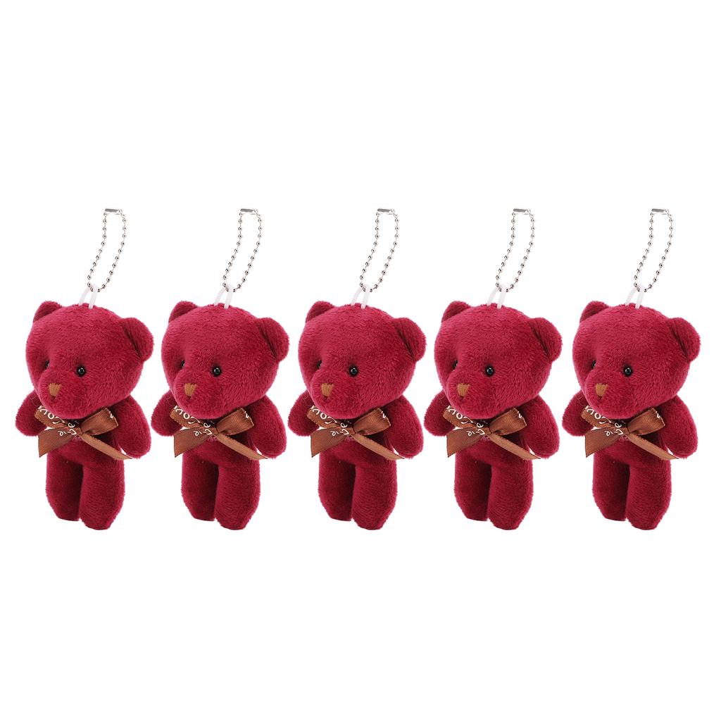 5pcs 12cm Bear Doll Pendant Soft Touch Cute Bear Plush Doll Key Chains for Bags Decoration