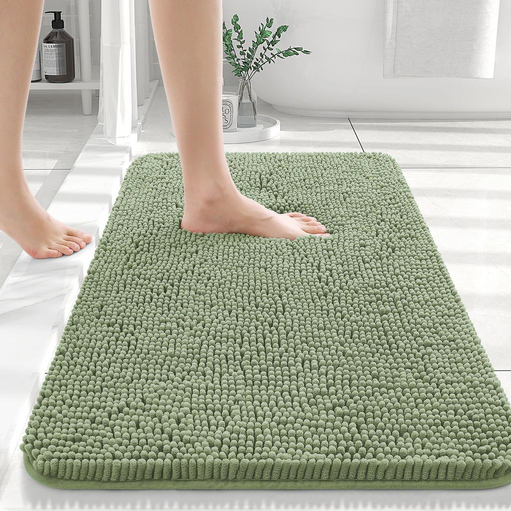HAPIHAPPY New Chenille Bathroom Rug Mat Extra Soft Thick Absorbent Shaggy Bath Mats Non-Slip Machine Wash Dry Plush Bath Rugs