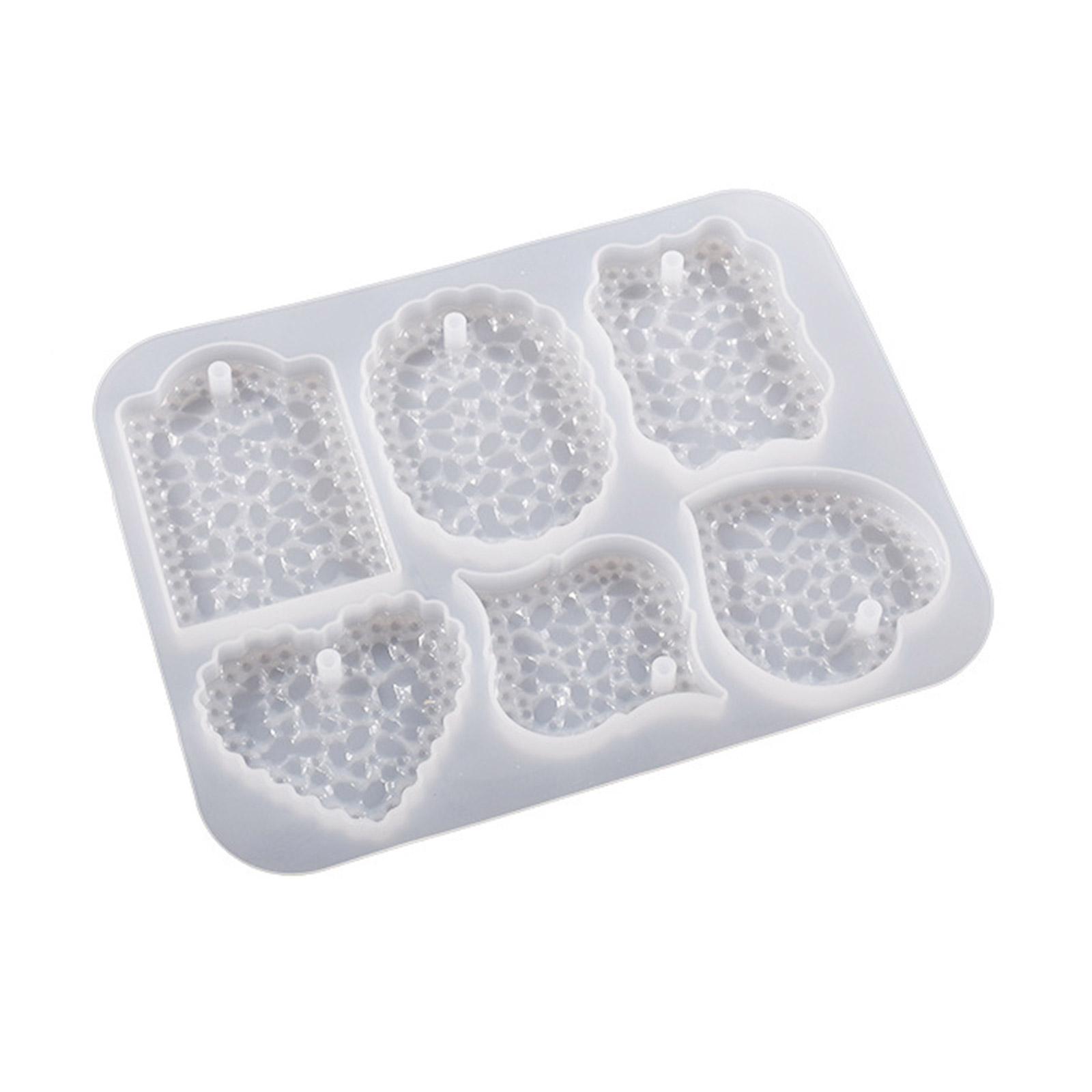 

Glossy Star-Heart Tags Silicone Molds Keychain Pendant Mold with Hole DIY Diamond Pattern Kaychain Making Molds Craft