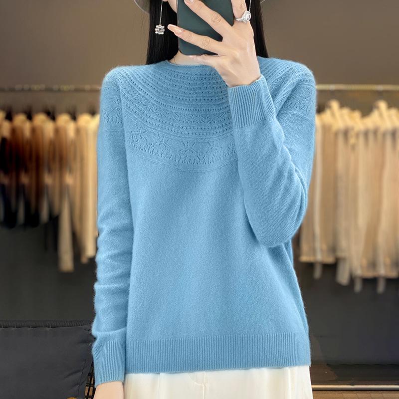 

Круглый вырез горловины с подвернутым низом, женская свободная внутренняя трикотажная кофта на осень и зиму XXL синий